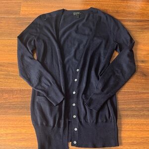 J. Crew Navy V-Neck Button Cardigan Sweater  xs